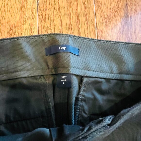 GAP Womens Pants Size 4 Army Green Faux Brown Suede Patch Riding Equestrian - Picture 2 of 16